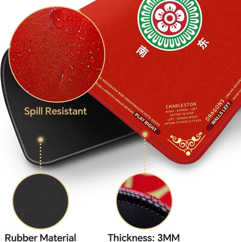 SiDreea Mahjong Mat, 32.4×32.4 Inch Noise Reduction Anti-Slip Mahjong Mat for Table, Mahjong Table Mat for Poker, Card, Board Games Table Mat, Tile Games, Dominoes - Image 4
